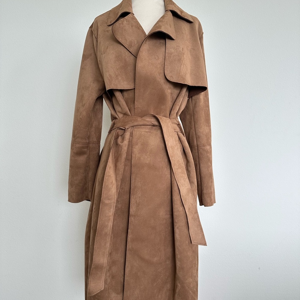 H&M Women's Long Tan Trench Coat Size Medium (M)
